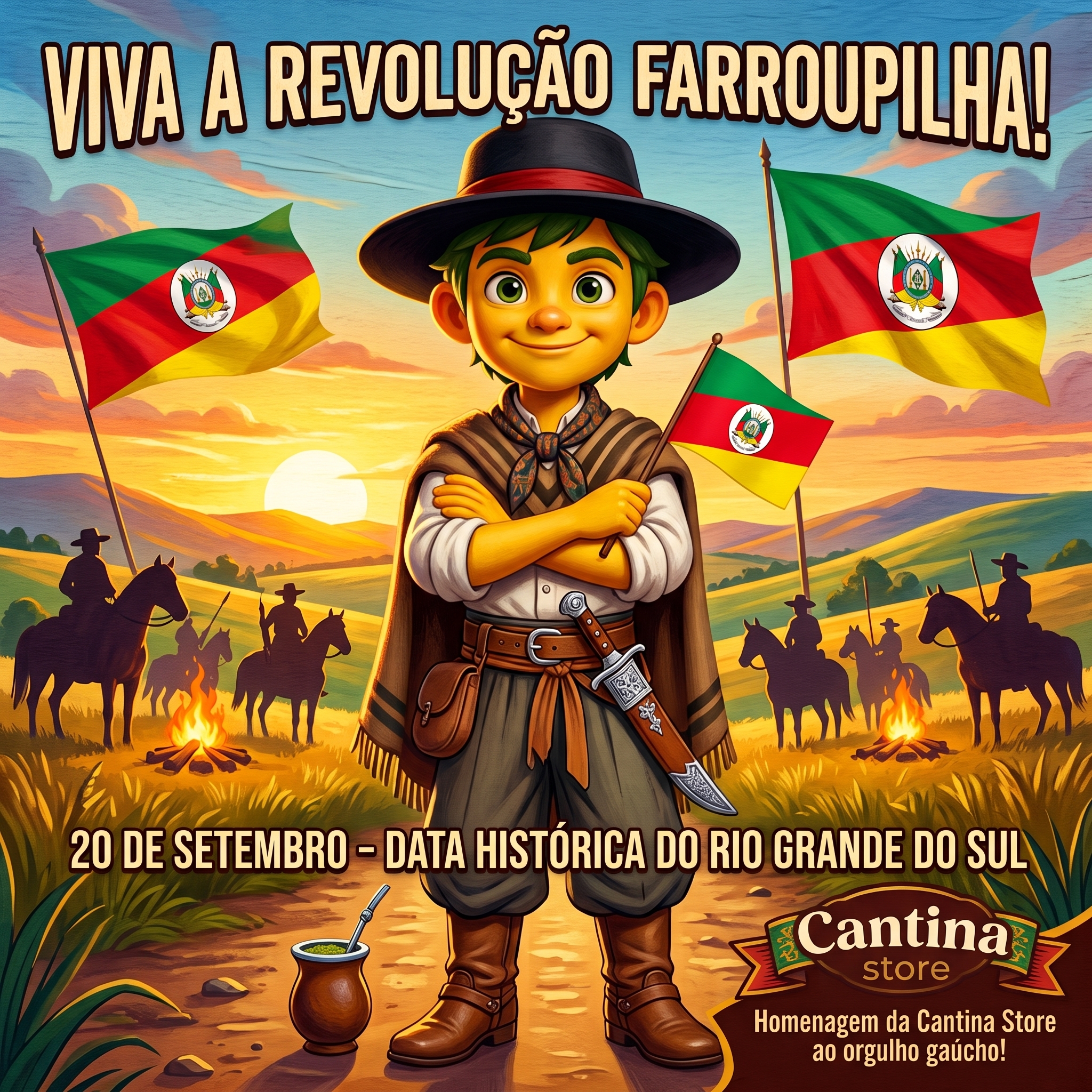 Homenagem da Cantina Store ao Dia do Gaúcho e à Revolução Farroupilha